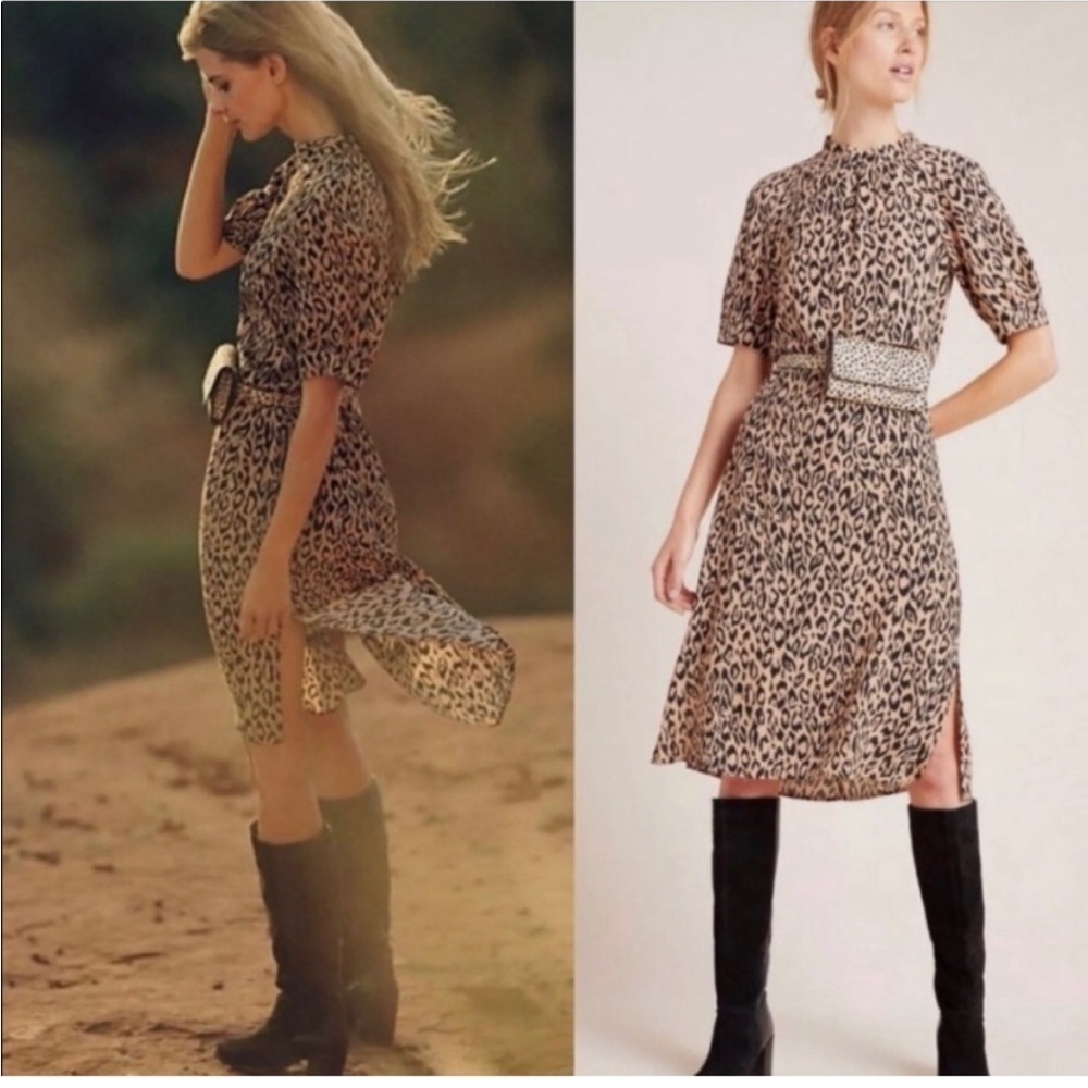 Anthropologie Leopard Print Midi Dress